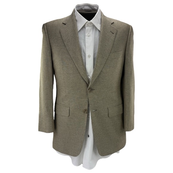 Burberry London Silver Yellow Silk Blazer 2 Button Single Vent Men's Size 37R
